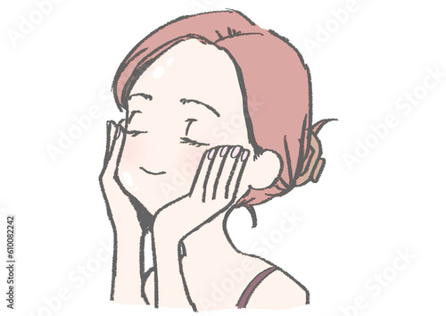 スキンケアをする女の人