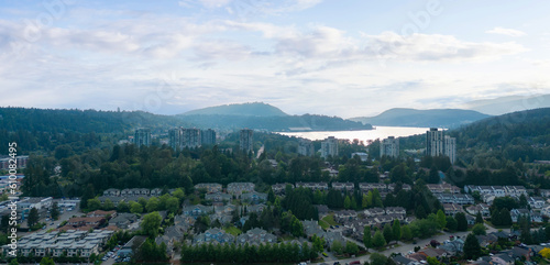 Aerial Panoramic View of Residential Homes in Port Moody