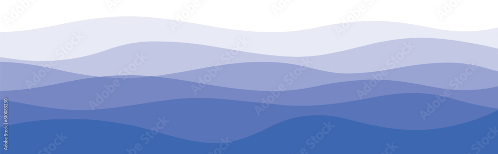 Naklejka premium Blue water wave line deep sea background. Blue natural water ocean wave layer background. Vector illustration. 