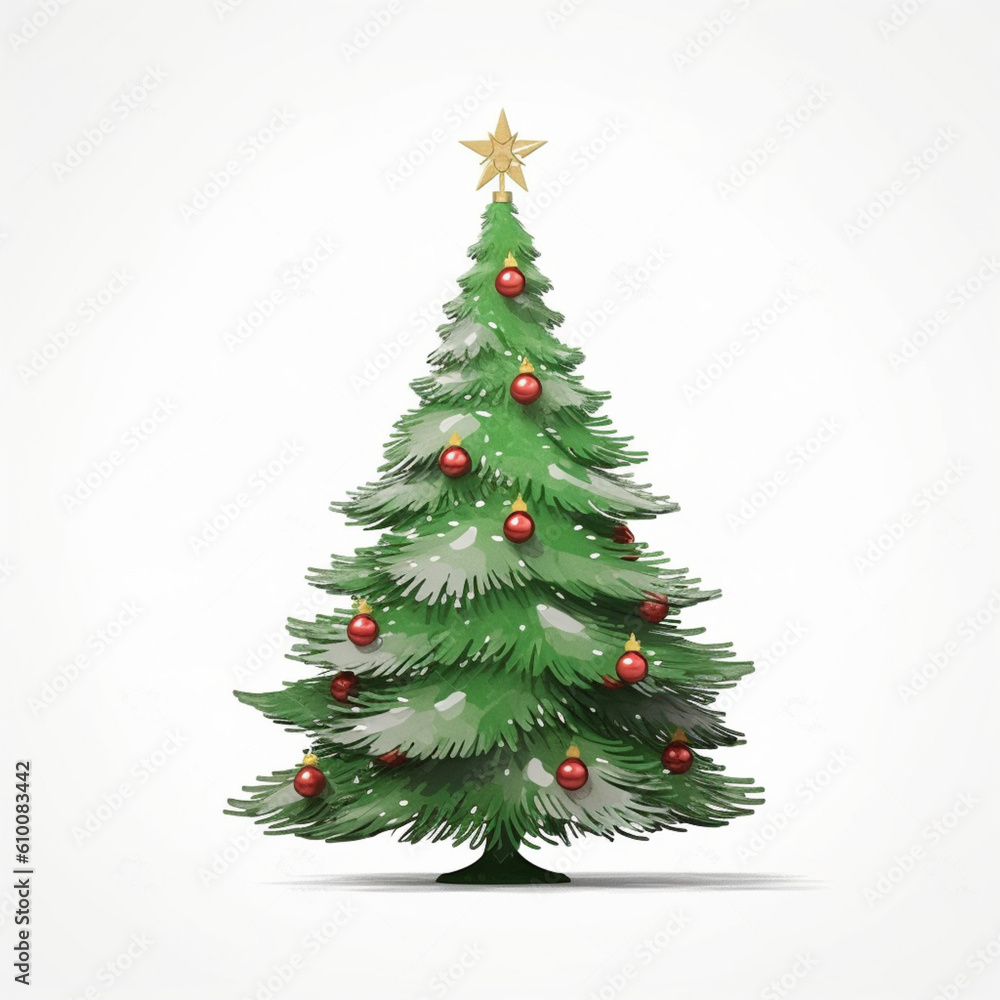 Illustration Christmas tree, isolated white background Illustration Christmas tree, isolated white background