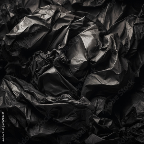 A black crumpled paper background