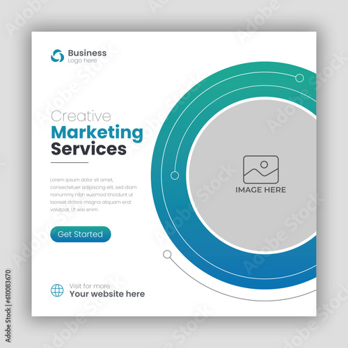 Digital marketing business social media post and web banner design template