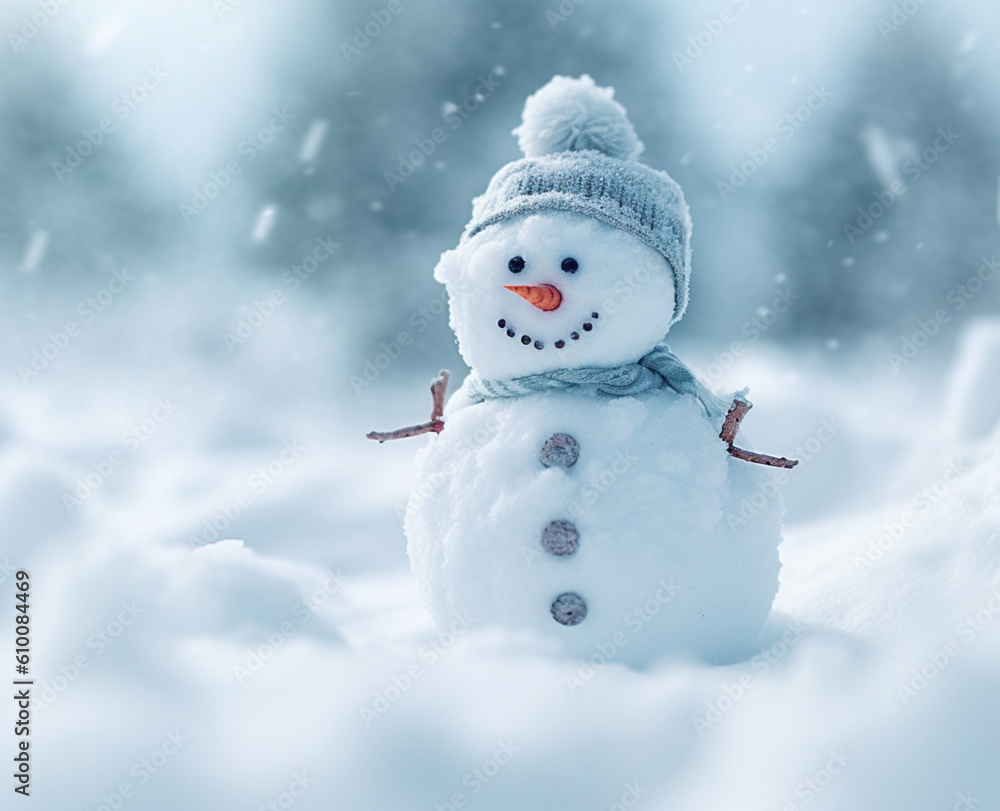 Smiling snowman illustration