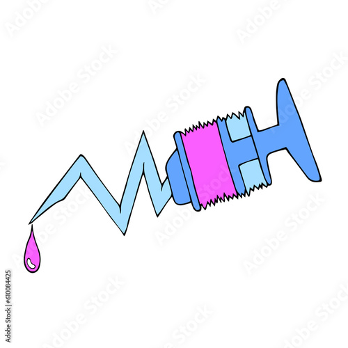A syringe with a bent needle. Drug abuse, drug addiction. Vaccination.