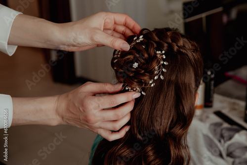 Hairstyle for a wedding or children's close-up