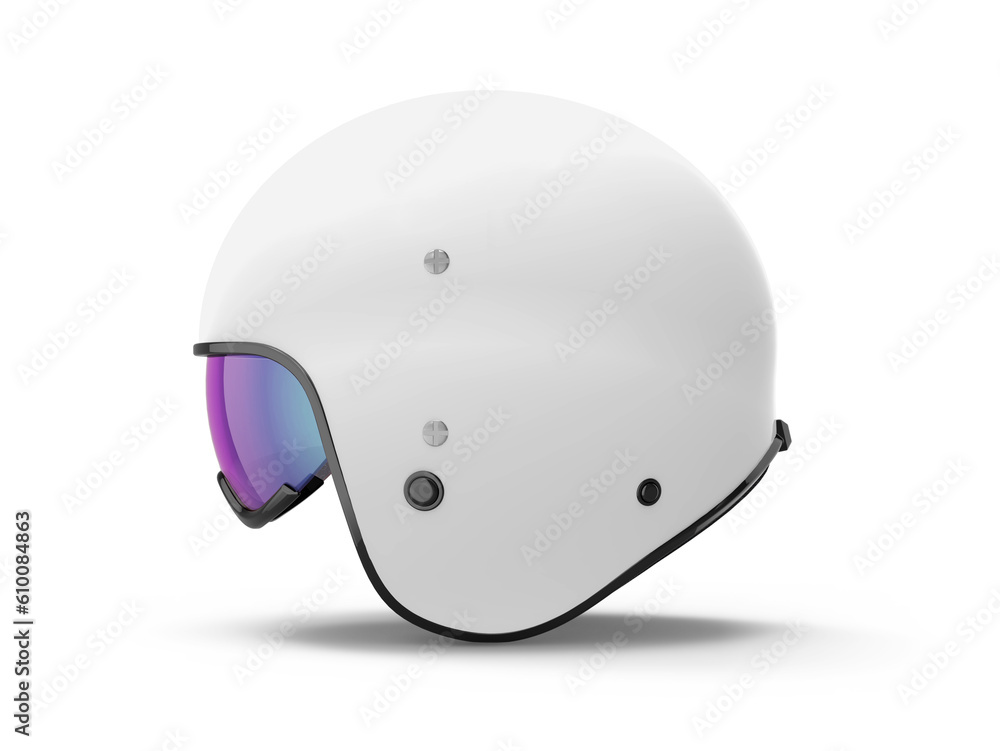 Open Face Bike Motorcycle Ski Helmet With Glasses 3D Rendering Open Face Bike Motorcycle Ski Helmet With Glasses 3D Rendering