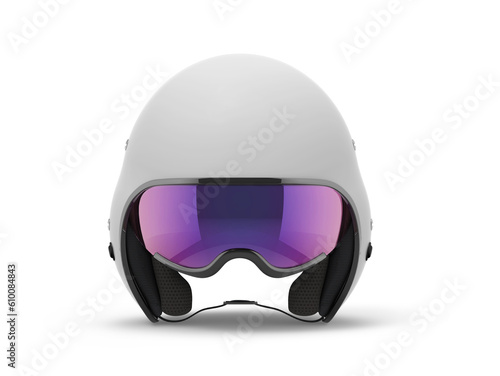 Open Face Bike Motorcycle Ski Helmet With Glasses 3D Rendering