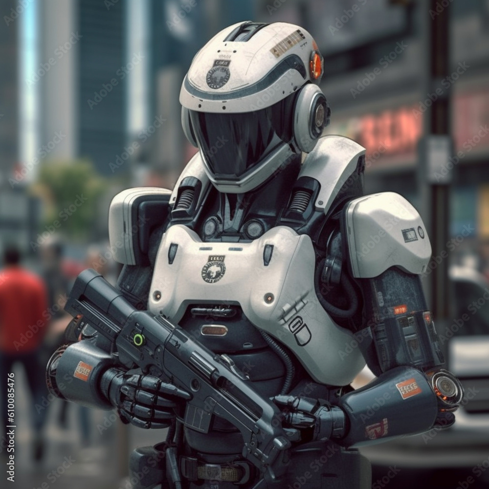 Police robot. Generative AI. Police robot. Generative AI.