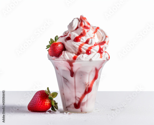 Strawberry Sundae isolated on white background