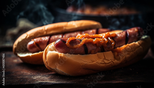 Grilled meat, hot dog, pork snack generated by AI