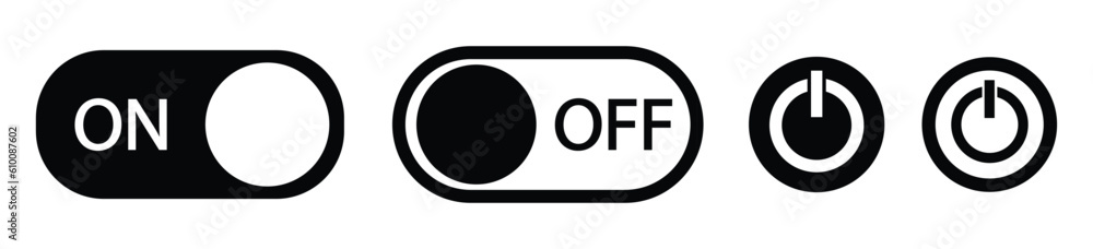 On-off icon icon set.Slider interface power icons on transparent ...