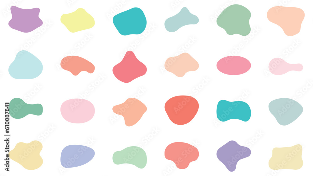 Blob shape organic set. Fluid cooler blob shape vector for abstract design.Irregular random minimal blob form. Abstract watery forms template. Organic blobs set icon on transparent background. Blob shape organic set. Fluid cooler blob shape vector for abstract design.Irregular random minimal blob form. Abstract watery forms template. Organic blobs set icon on transparent background.