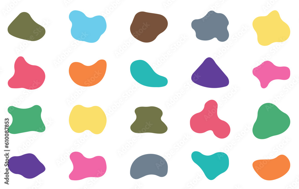 Blob shape organic set. Fluid cooler blob shape vector for abstract design.Irregular random