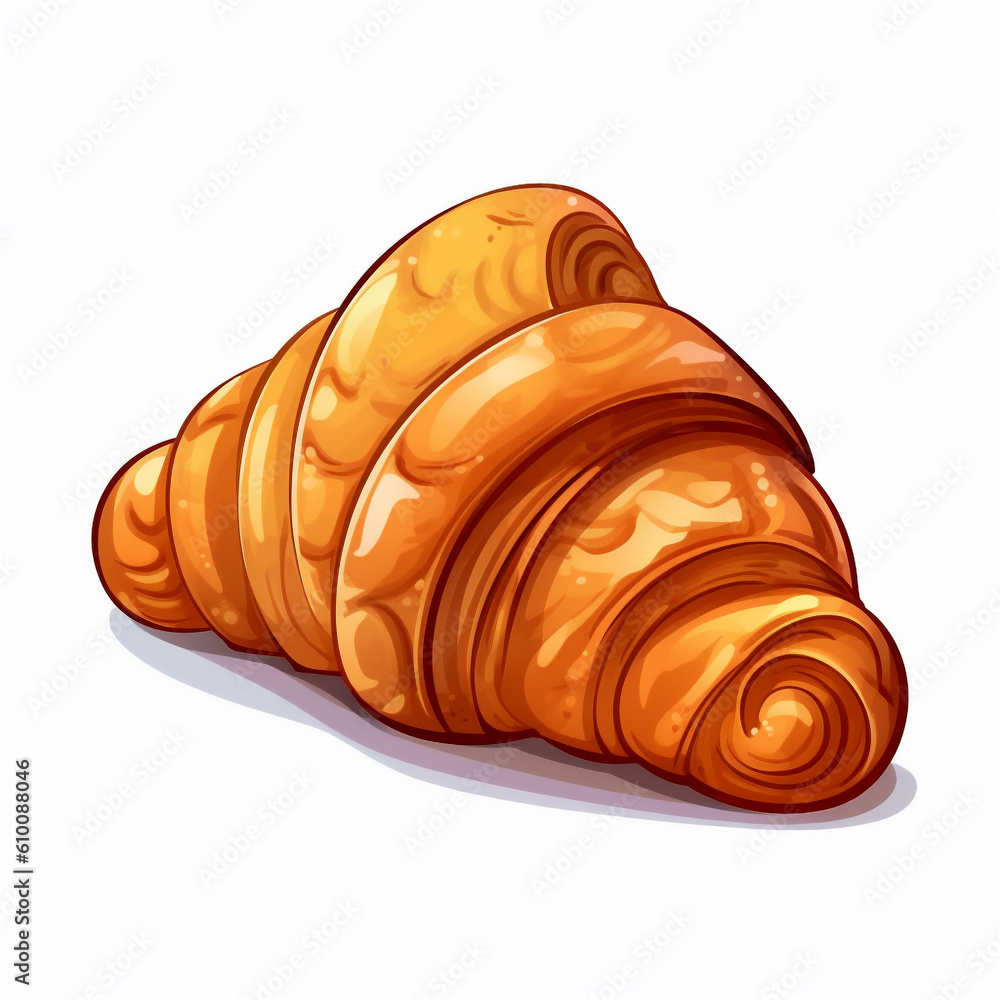 illustration of a croissant isolated on white background, ai generated illustration of a croissant isolated on white background, ai generated