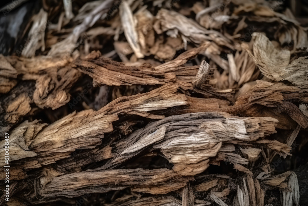 Abstract background of splintered wood with rough texture and natural colors, generative ai
