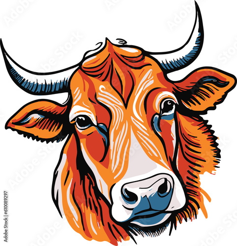 Illustration of cow line art silhouette vector 