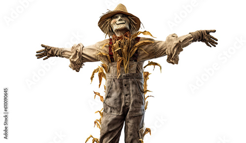 Fotografiet A scarecrow isolated on transparent background - Generative AI