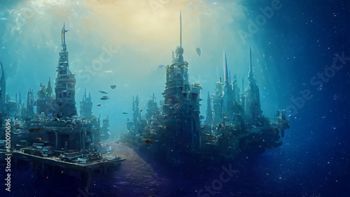 Fantastic underwater city deep in the planet - generative ai
