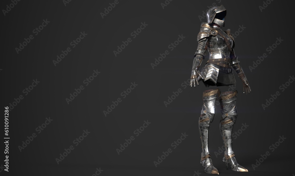 Fototapeta premium Female Armorpose render of background. 3d rendering