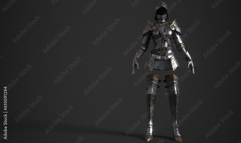 Female Armorpose render of background. 3d rendering