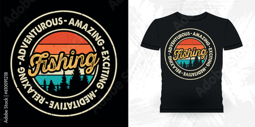 Funny Fishing Fisherman Retro Vintage Fish T-shirt Design 
