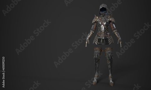 Female Armorpose render of background. 3d rendering © racksuz