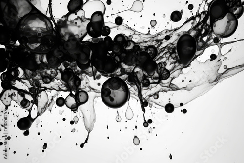 Black and white ink drops creating a mesmerizing pattern, generative ai