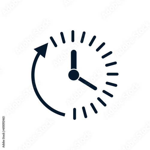 Concept of time chronometer, working hours. Vector icon isolated on white background.