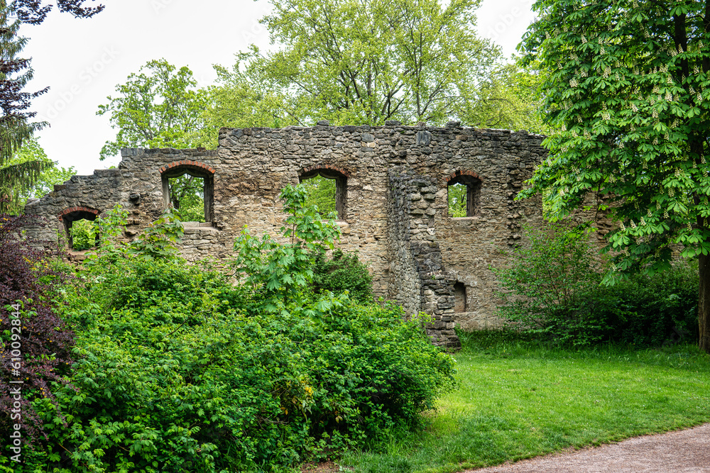 House of the Templers in public park at the river Ilm in Weimar, Thuringia, Germany.
