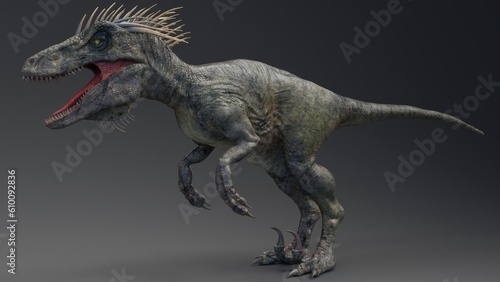 Utahraptor pose render of background. 3d rendering © racksuz