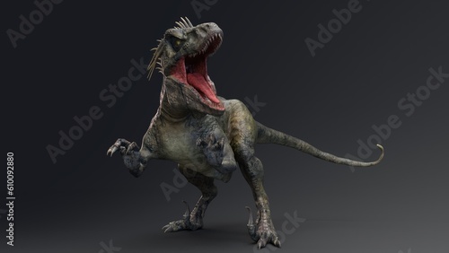 Utahraptor pose render of background. 3d rendering © racksuz