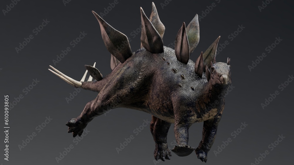 Fototapeta premium Stegosaurus pose render of background. 3d rendering