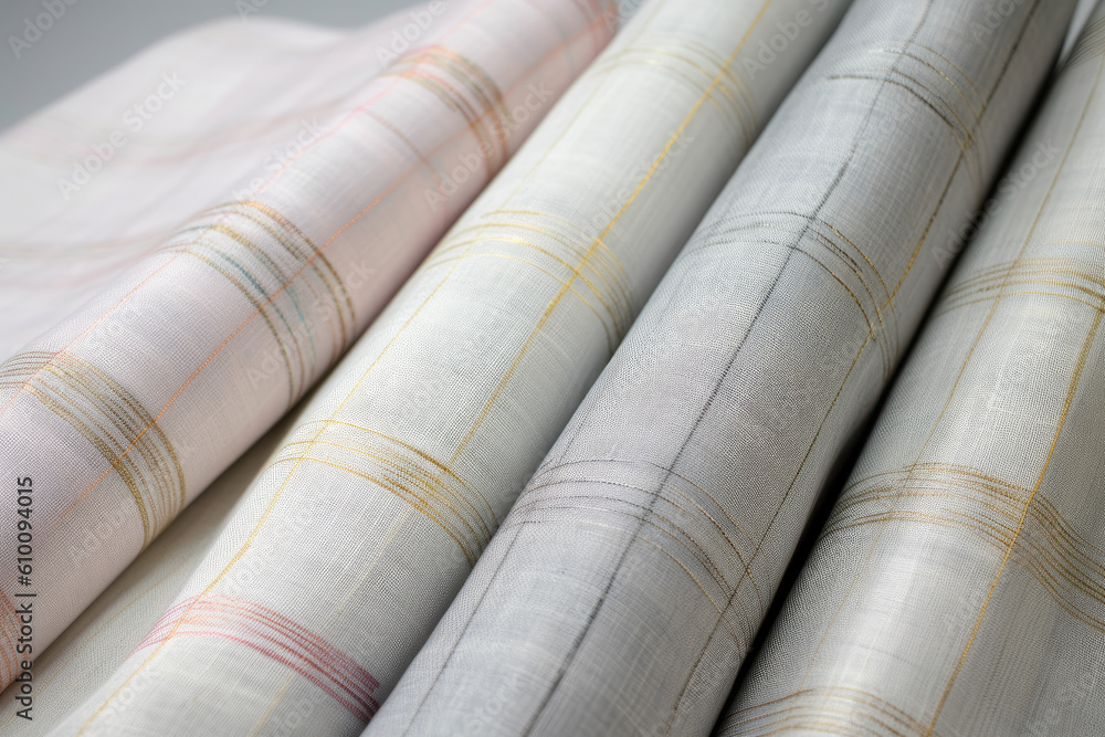 Chic and Elegant Linen Fabric with Metallic Accents and Subtle Stripes in Pastel Colors, generative ai Chic and Elegant Linen Fabric with Metallic Accents and Subtle Stripes in Pastel Colors, generative ai