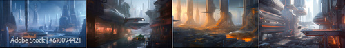 Concept art of a futuristic city in space in spacepunk style With detailed and realistic depiction of the populated areas of a space city Ideal for sci-fi lovers or creative professionals looking