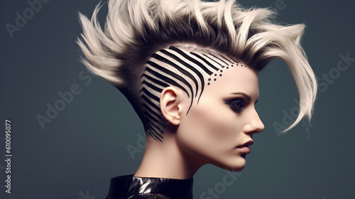 Wallpaper Mural A daring and bold shaved undercut design paired with a striking Mohawk Generative AI Torontodigital.ca