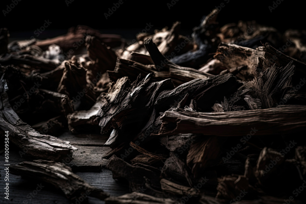 Dark and moody background of splintered wood with dramatic lighting and deep shadows, generative ai Dark and moody background of splintered wood with dramatic lighting and deep shadows, generative ai