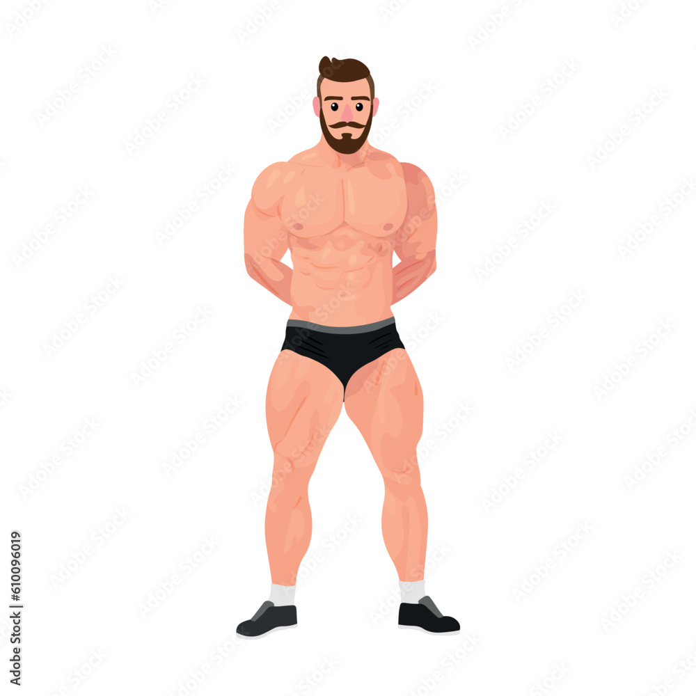 Muscled bodybuilder posing on white background Muscled bodybuilder posing on white background