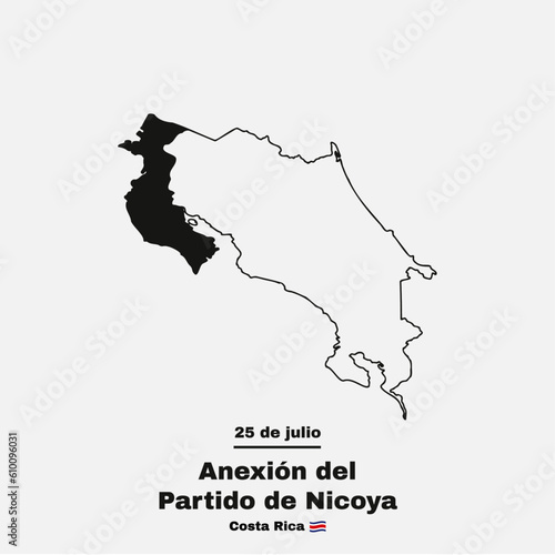 Annexation of the Partido de Nicoya, Costa Rica, July 25, national holiday map of Costa Rica