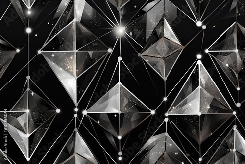Dazzling Diamond Geometric Pattern with Sparkling Silver Accents, generative ai