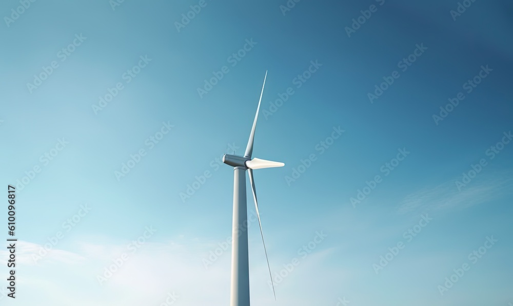 a wind turbine on a sunny day with a blue sky in the background and a few clouds in the sky over the top of it. generative ai a wind turbine on a sunny day with a blue sky in the background and a few clouds in the sky over the top of it. generative ai
