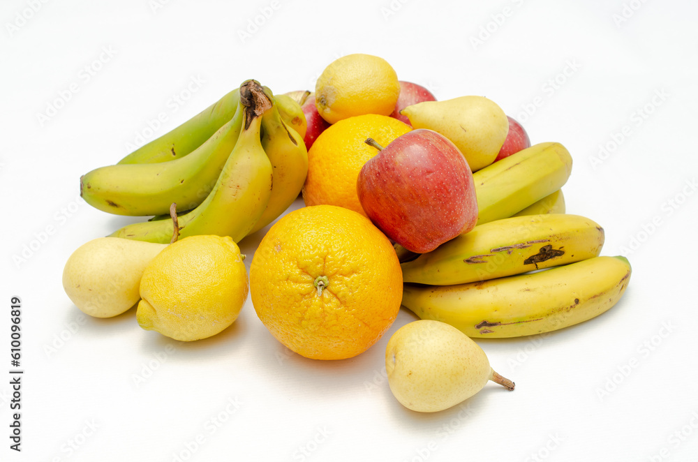 Fresh fruits from canary island on white Fresh fruits from canary island on white