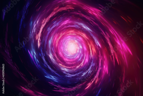 Dynamic spiral vortex with intense shades of purple and pink, giving an energetic and vibrant feeling, generative ai