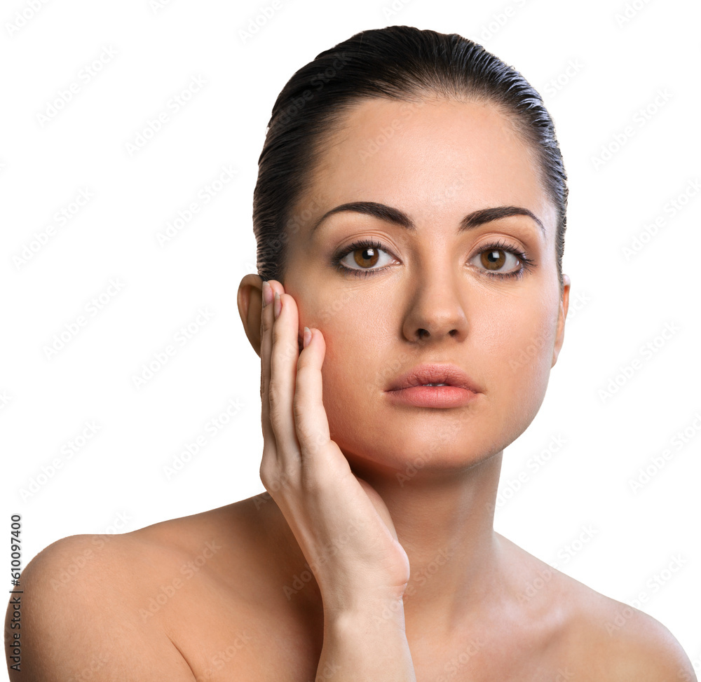 Close up portrait of beautiful young woman . Isolated on background. Skin care or spa concept, caucasian Close up portrait of beautiful young woman . Isolated on background. Skin care or spa concept, caucasian