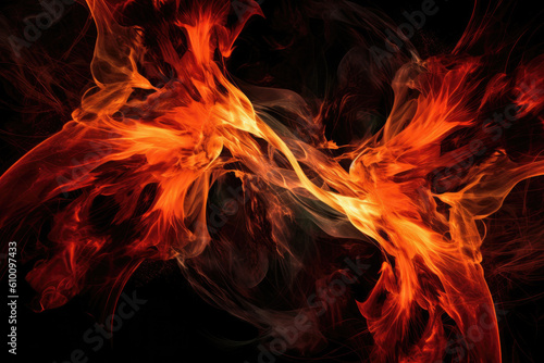 Electric Waves of Fire in a Flaming Abstract, generative ai