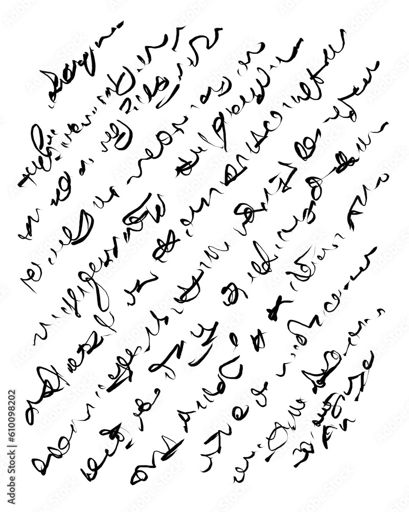 Abstract text. Imitation of a very old handwriting of an unknown language. - obrazy, fototapety, plakaty 