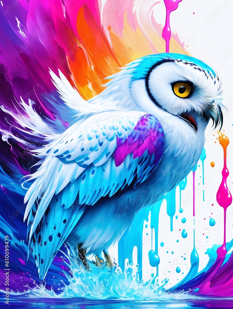 Fototapeta premium Abstrakte Illustration einer Eule mit Farbverläufen. Splash Art