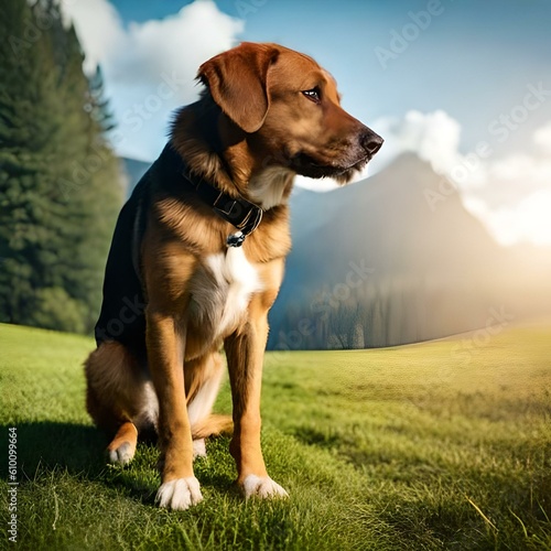 dog on the grass generated by AI technology 