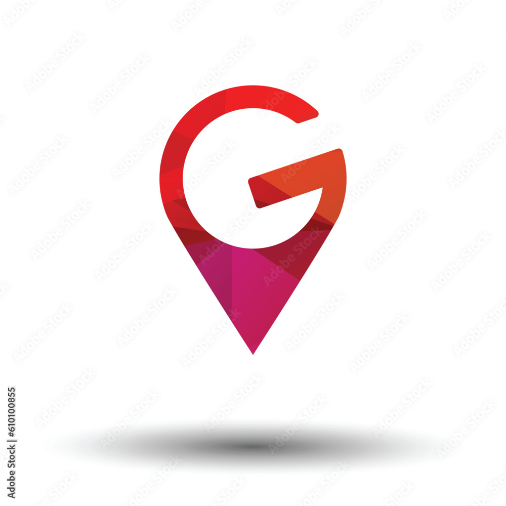 Fototapeta premium Travel agency logo with G pin icon vector illustration