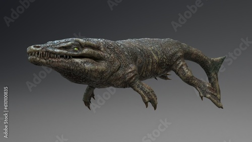 Dakosaurus pose render of background. 3d rendering