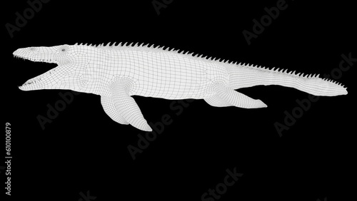 Dakosaurus pose render of background. 3d rendering